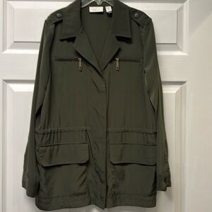 Chico’s Lightweight Army Green Blouse/Jacket, Button-down, Polyester, 2